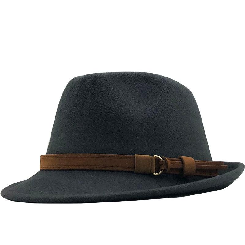 Classic Unisex Fedora Hat with Belt Buckle Vintage Style