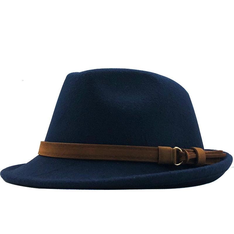 Classic Unisex Fedora Hat with Belt Buckle Vintage Style