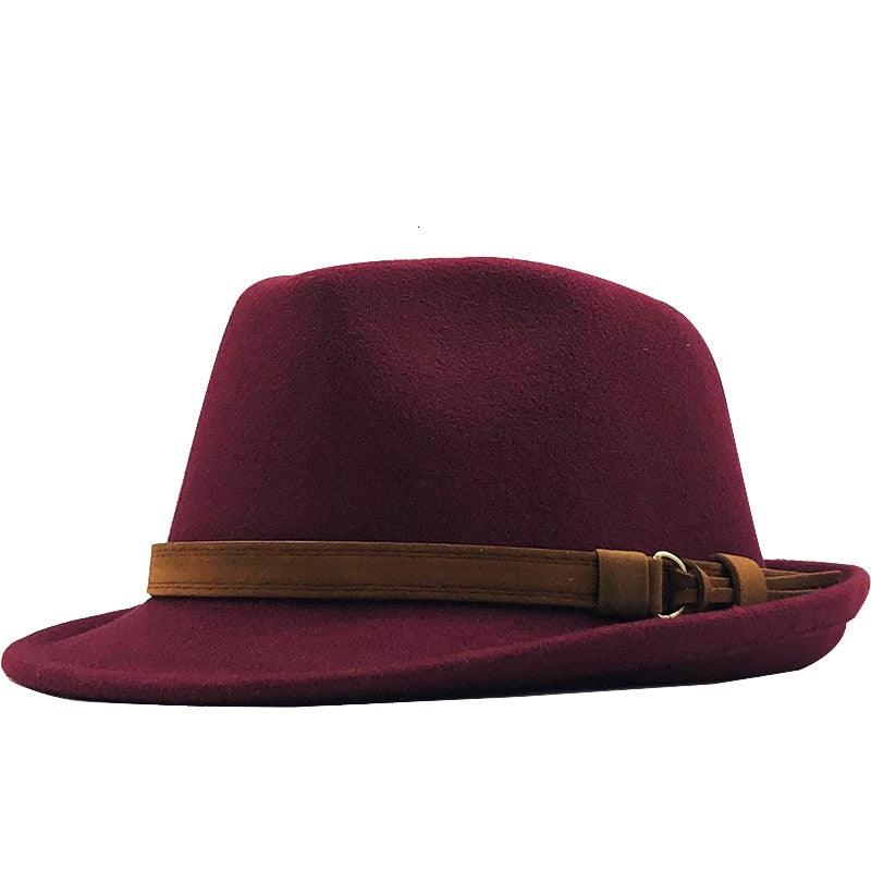 Classic Unisex Fedora Hat with Belt Buckle Vintage Style