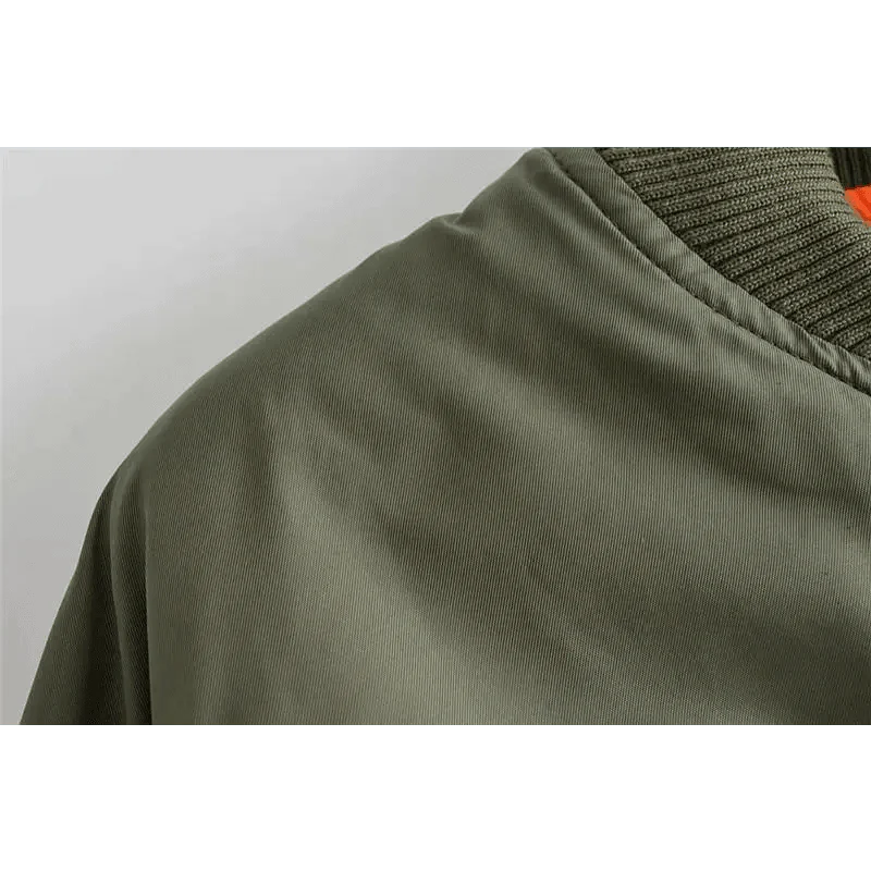 Women's Green Bomber Jacket - Classic Short Zip-Up Outerwear