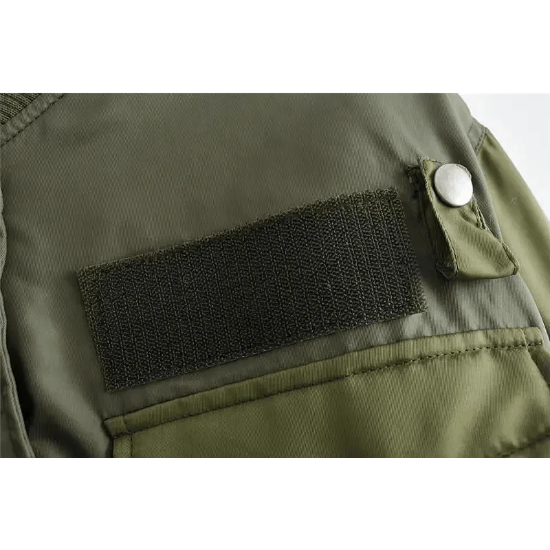 Women's Green Bomber Jacket - Classic Short Zip-Up Outerwear