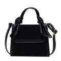 Classic Designer Shoulder Bag with Genuine Suede and Metal Accents