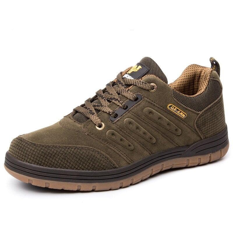 Men's low cut hiking boots in brown and dark brown