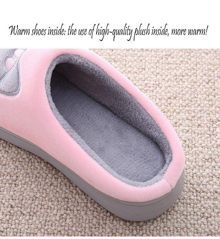 Unisex Cute Cat Print Fuzzy Slippers - Soft Memory Foam House Shoes