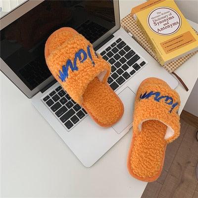 Plush Memory Foam Furry Slippers - Open Toe Comfy House Slides