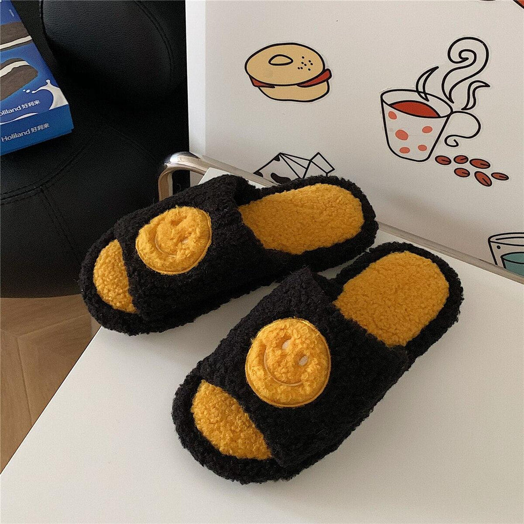 Stevvex plush open-toe furry memory foam slippers with thick anti-slip soles