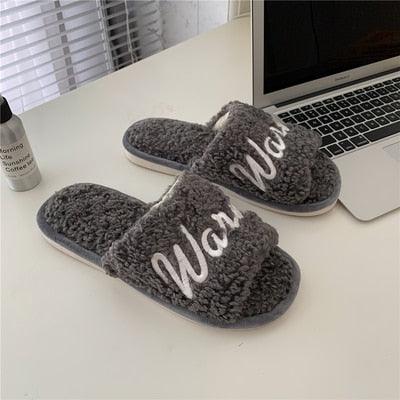 Plush Memory Foam Furry Slippers - Open Toe Comfy House Slides