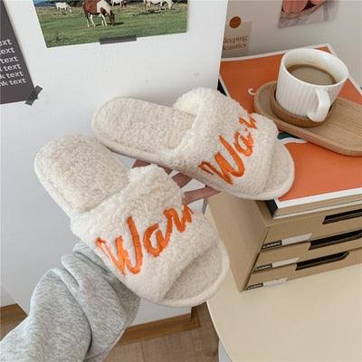 Plush Memory Foam Furry Slippers - Open Toe Comfy House Slides