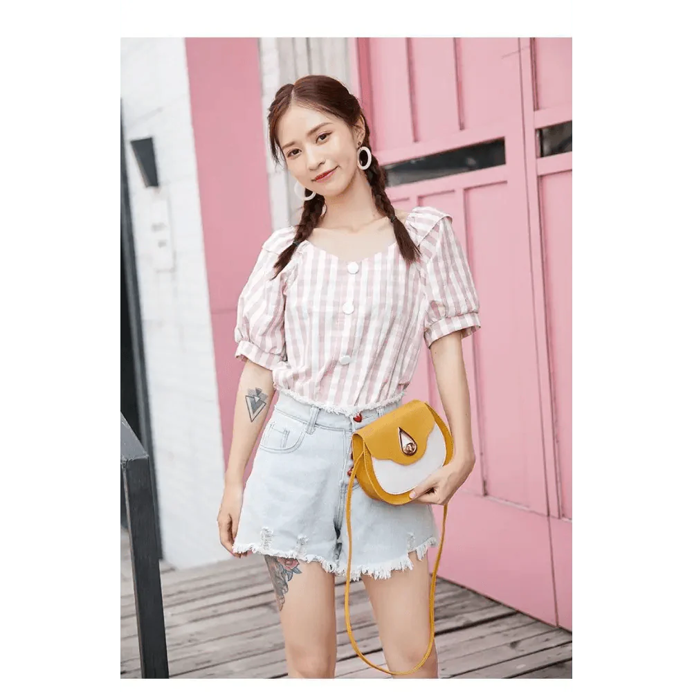 Fashionable PU Leather Crossbody Bag with Tassels and Zip Pockets