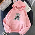 Women's Oversized Vintage Bear Print Drawstring Punk Hoodie