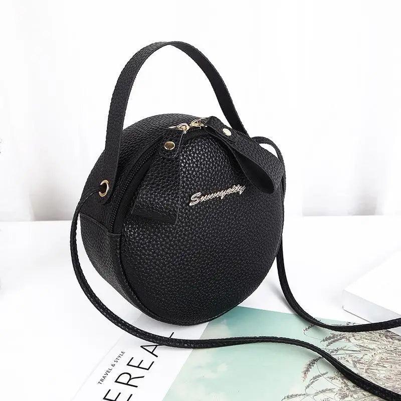 Women's Circular Crossbody Bag - Stylish Leather Mobile Purse
