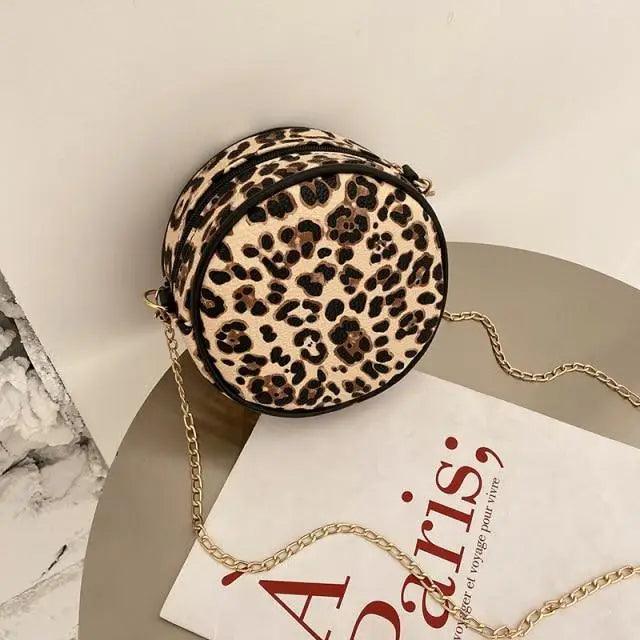 Women's Circular Crossbody Bag - Stylish Leather Mobile Purse