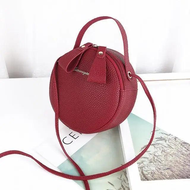 Women's Circular Crossbody Bag - Stylish Leather Mobile Purse