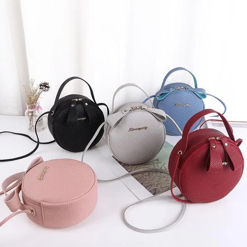 Women's Circular Crossbody Bag - Stylish Leather Mobile Purse