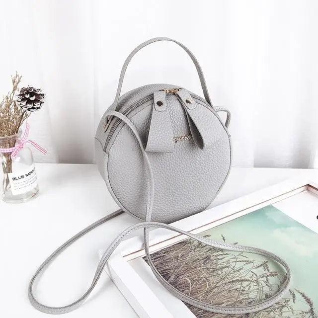 Women's Circular Crossbody Bag - Stylish Leather Mobile Purse