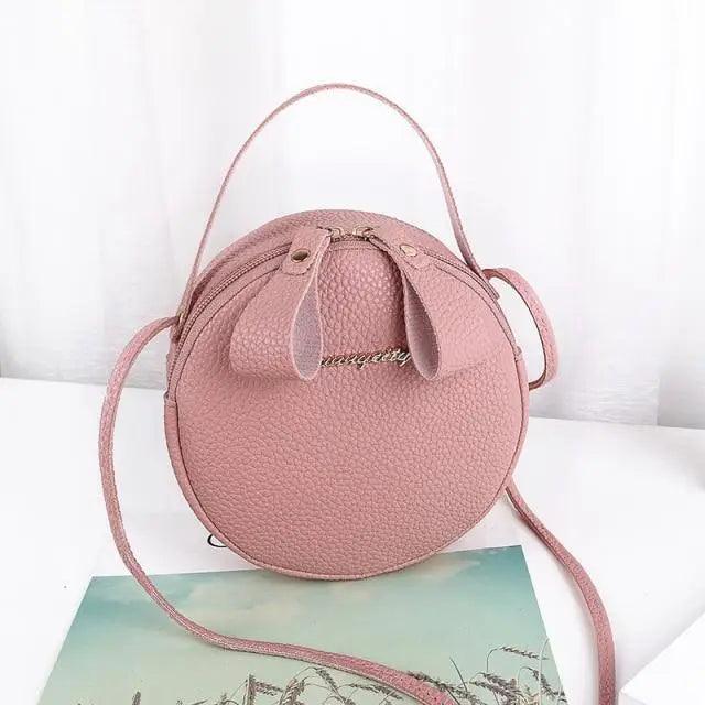 Women's Circular Crossbody Bag - Stylish Leather Mobile Purse