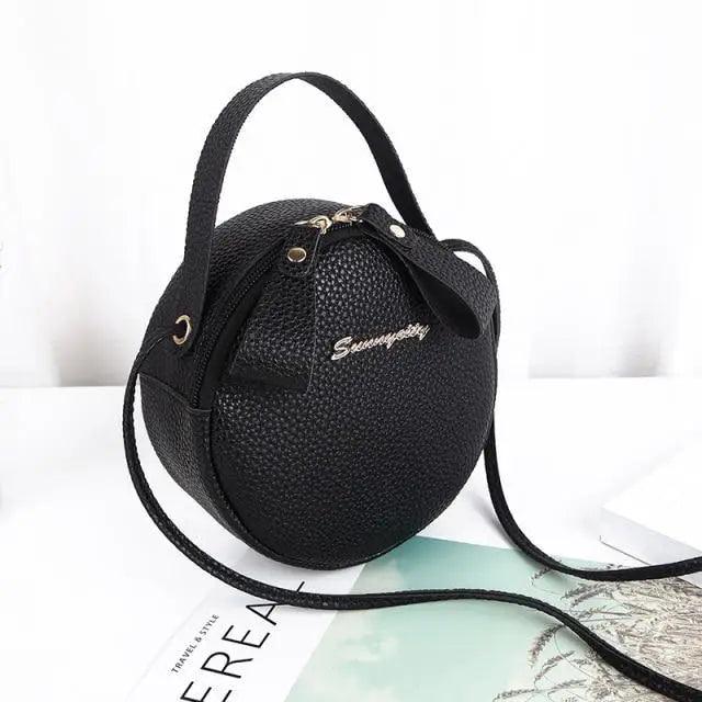 Women's Circular Crossbody Bag - Stylish Leather Mobile Purse