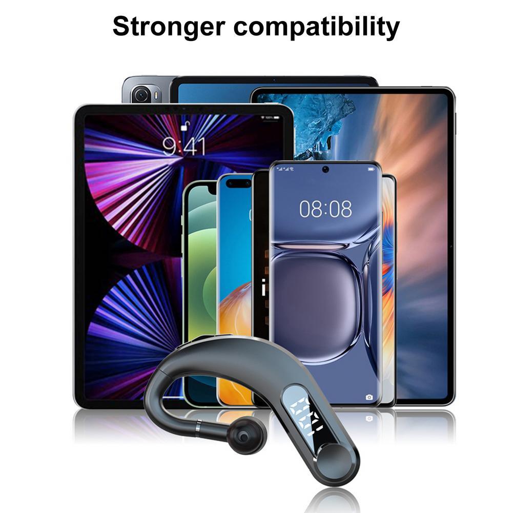 Wireless Bluetooth 5.2 Single Ear Headset with LED Power Display
