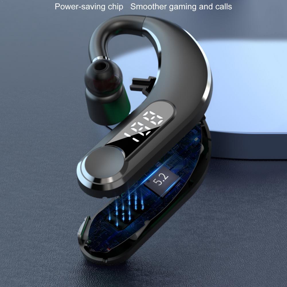 Wireless Bluetooth 5.2 Single Ear Headset with LED Power Display