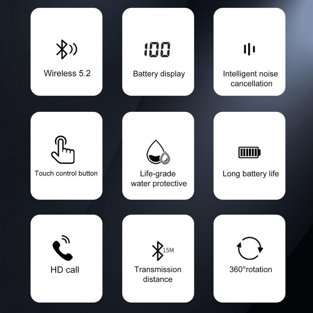 Wireless Bluetooth 5.2 Single Ear Headset with LED Power Display