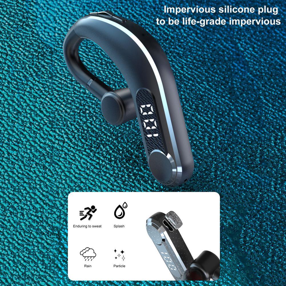 Wireless Bluetooth 5.2 Single Ear Headset with LED Power Display