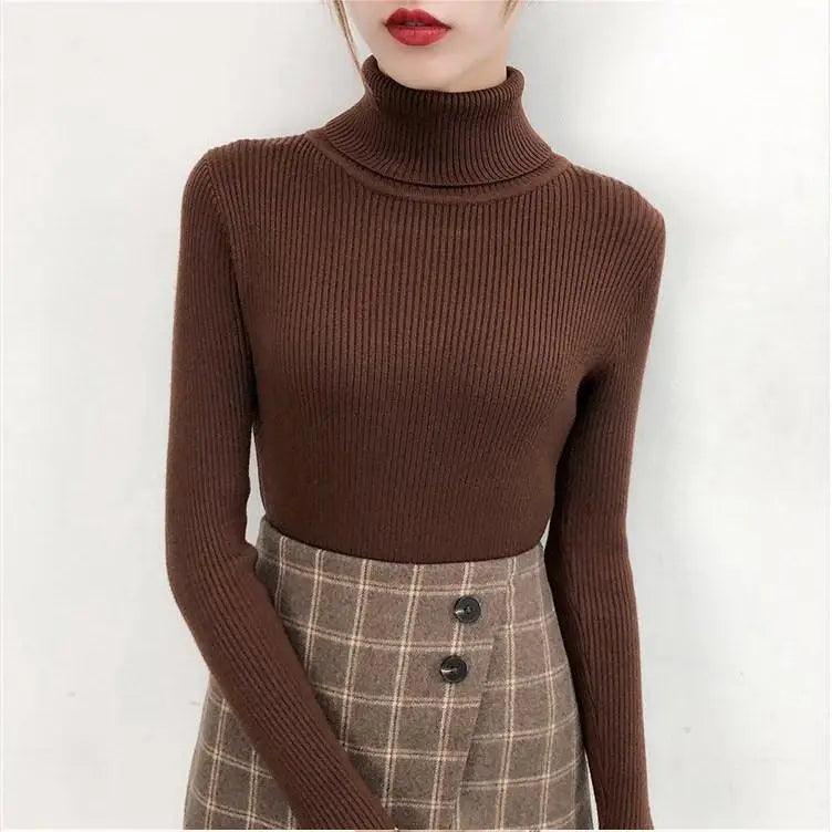 Minimalist Turtleneck Pullover Sweater in Black, Beige, Lavender, Pink