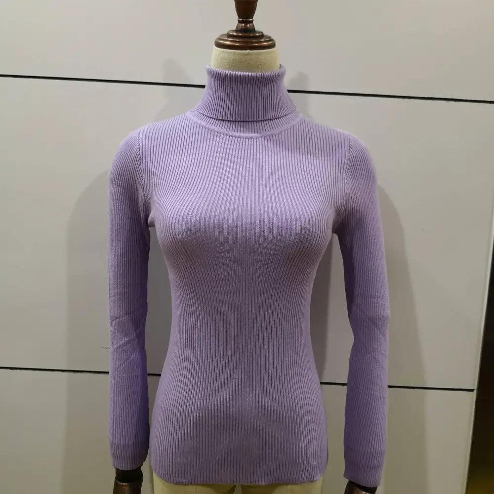 Minimalist Turtleneck Pullover Sweater in Black, Beige, Lavender, Pink