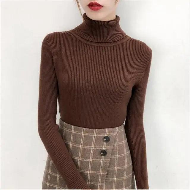 Minimalist Turtleneck Pullover Sweater in Black, Beige, Lavender, Pink