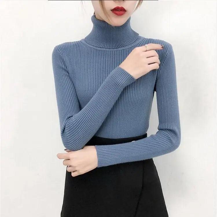 Minimalist Turtleneck Pullover Sweater in Black, Beige, Lavender, Pink