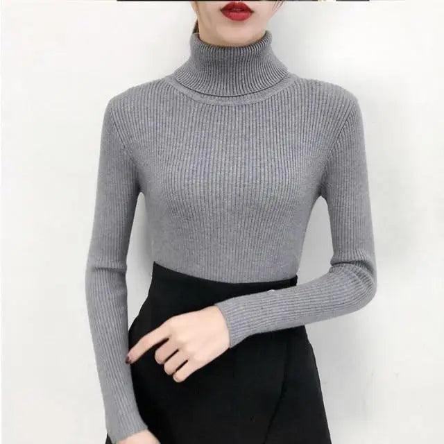 Minimalist Turtleneck Pullover Sweater in Black, Beige, Lavender, Pink