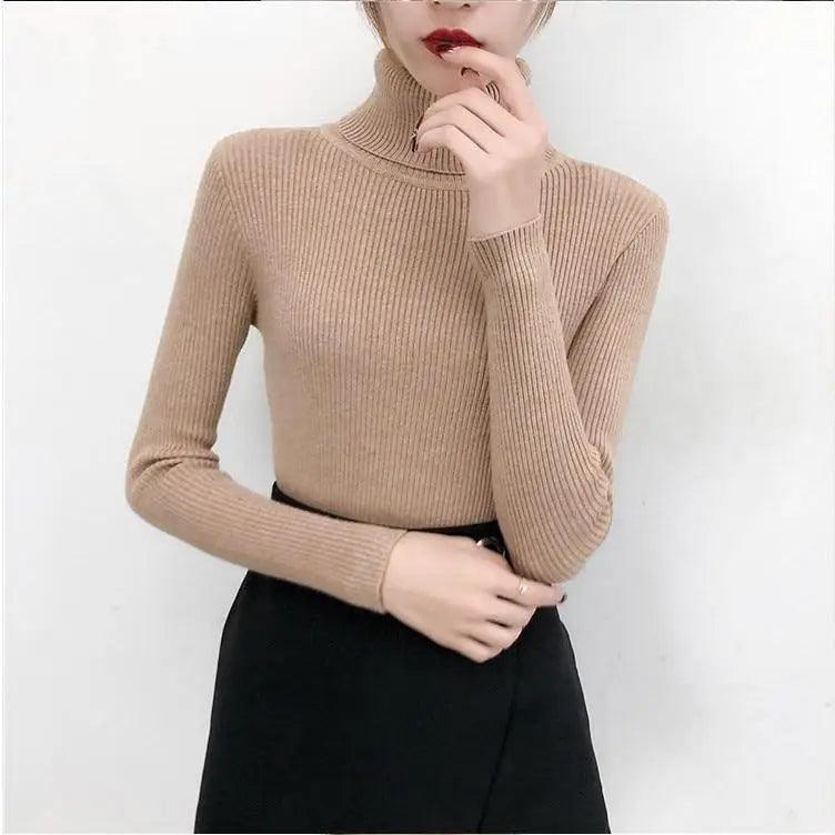Minimalist Turtleneck Pullover Sweater in Black, Beige, Lavender, Pink