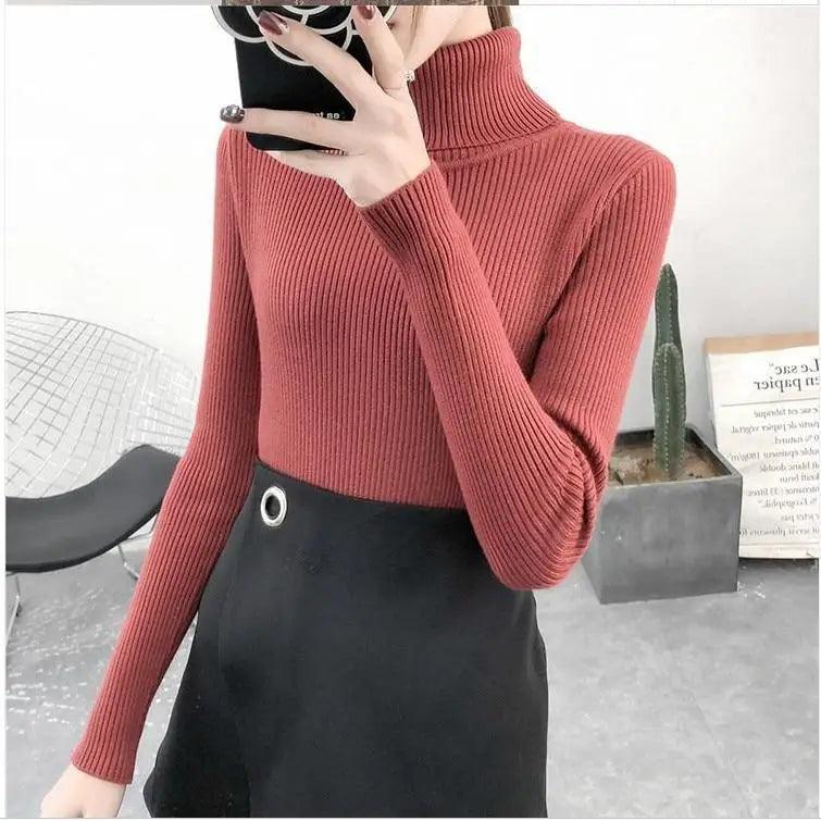 Minimalist Turtleneck Pullover Sweater in Black, Beige, Lavender, Pink