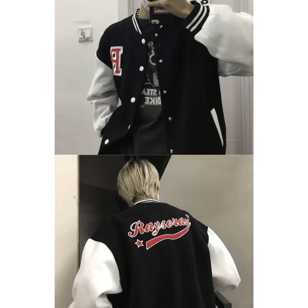 Unisex Baseball Bomber Jacket with Letter Embroidery Streetwear