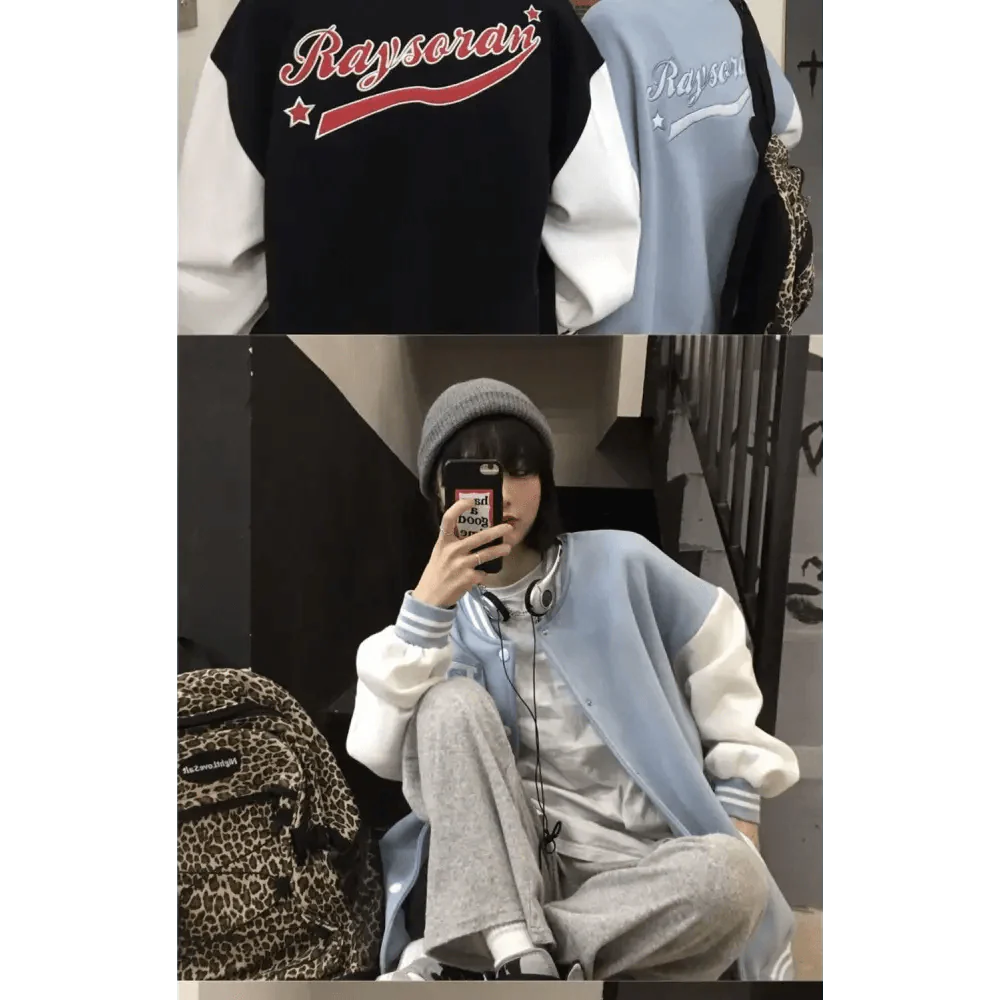 Unisex Baseball Bomber Jacket with Letter Embroidery Streetwear