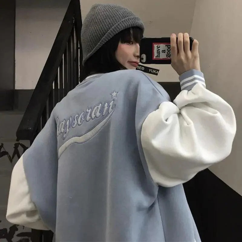 Unisex Baseball Bomber Jacket with Letter Embroidery Streetwear