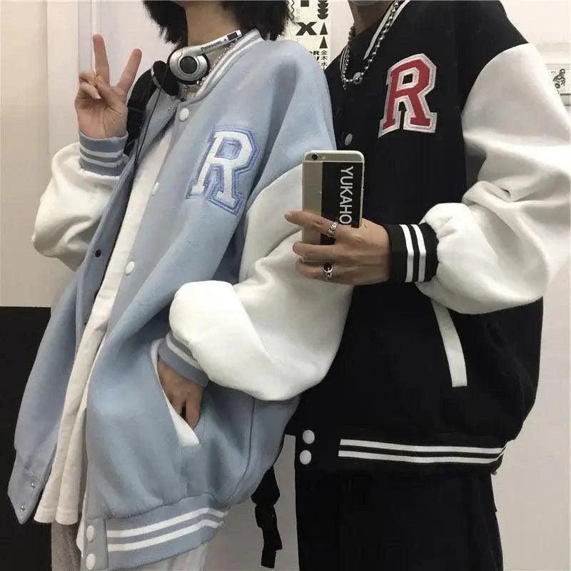 Unisex Baseball Bomber Jacket with Letter Embroidery Streetwear