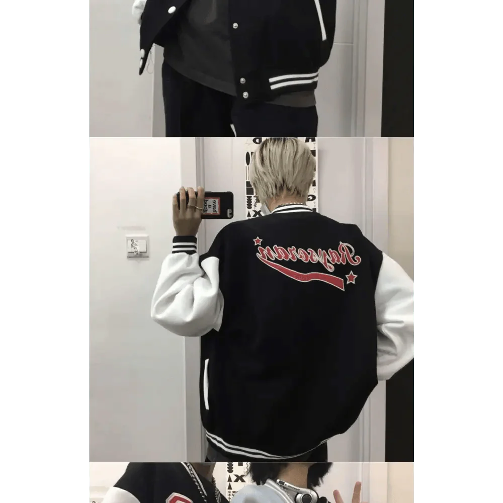 Unisex Baseball Bomber Jacket with Letter Embroidery Streetwear