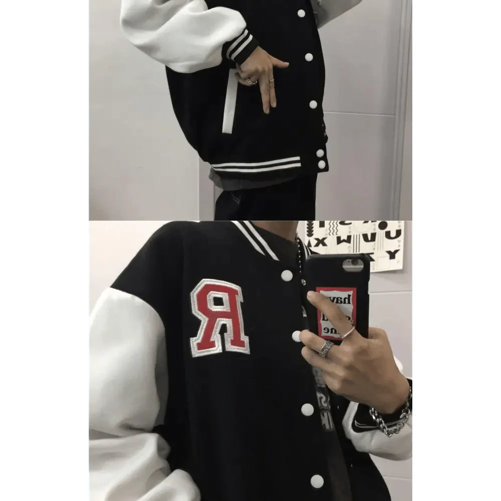 Unisex Baseball Bomber Jacket with Letter Embroidery Streetwear
