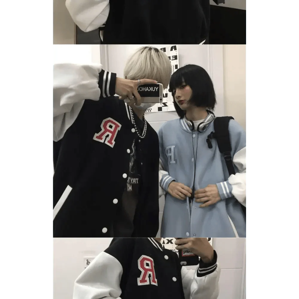 Unisex Baseball Bomber Jacket with Letter Embroidery Streetwear
