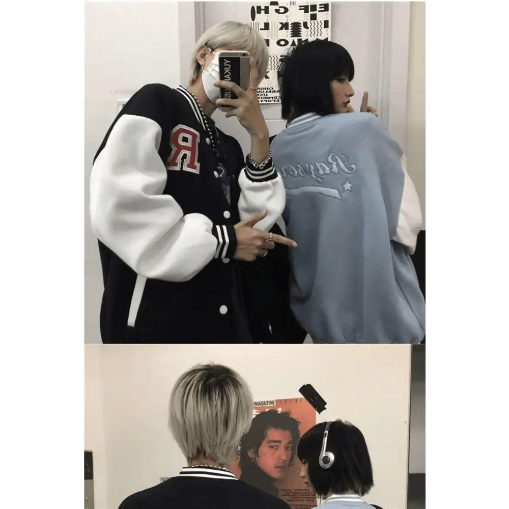 Unisex Baseball Bomber Jacket with Letter Embroidery Streetwear