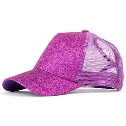 Elegant Glitter Sequins Ponytail Baseball Cap for Messy Buns