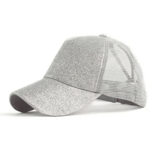 Elegant Glitter Sequins Ponytail Baseball Cap for Messy Buns