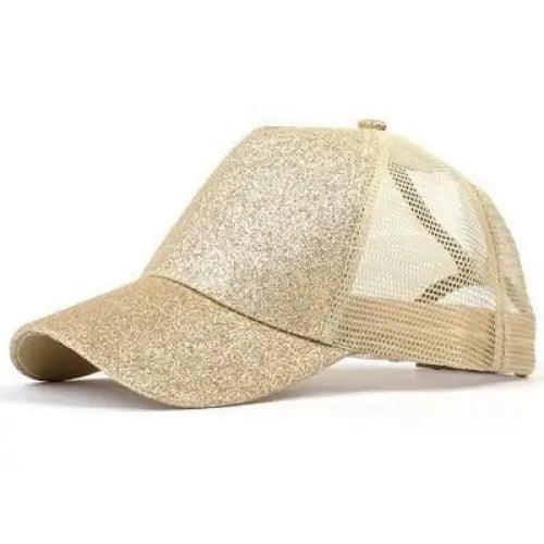 Elegant Glitter Sequins Ponytail Baseball Cap for Messy Buns