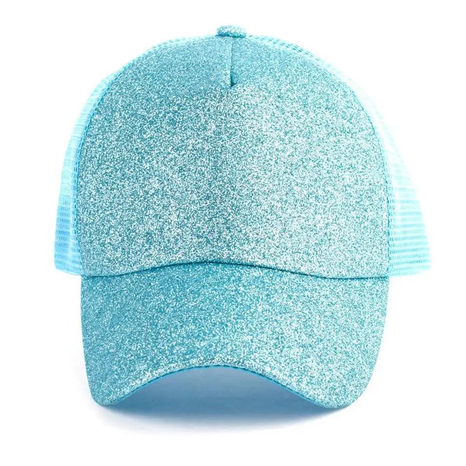 Elegant Glitter Sequins Ponytail Baseball Cap for Messy Buns