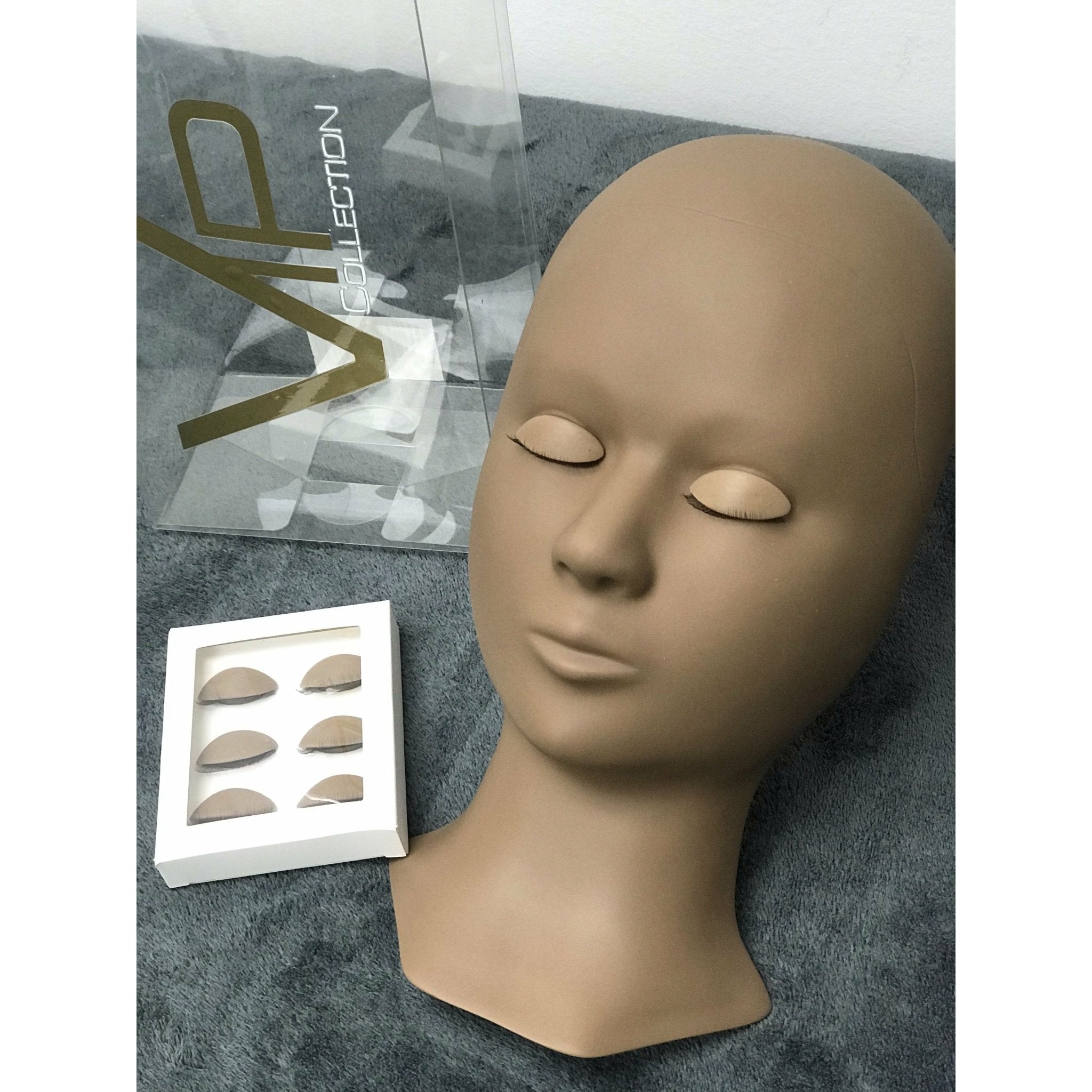 Eyelash practice mannequin head with removable eyes for lash extension training