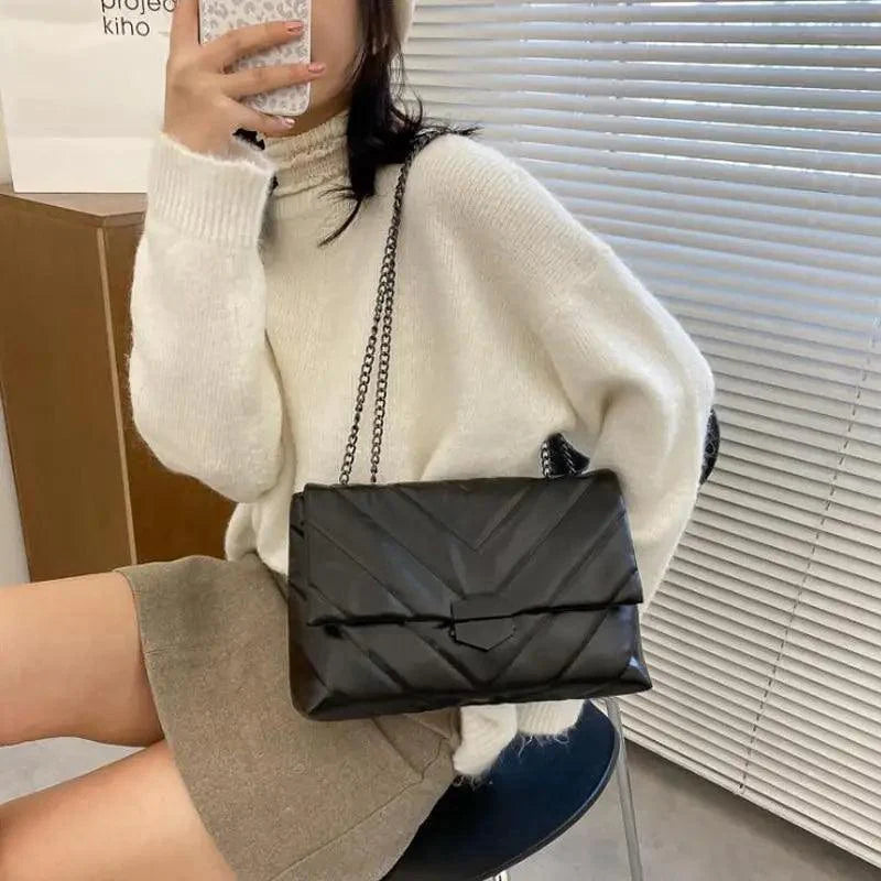 Women's Quilted Crossbody Bag, Elegant PU Leather Shoulder Handbag
