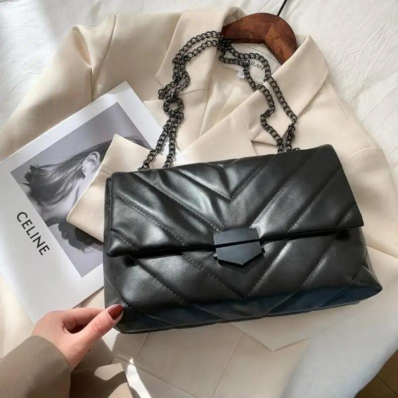Women's Quilted Crossbody Bag, Elegant PU Leather Shoulder Handbag