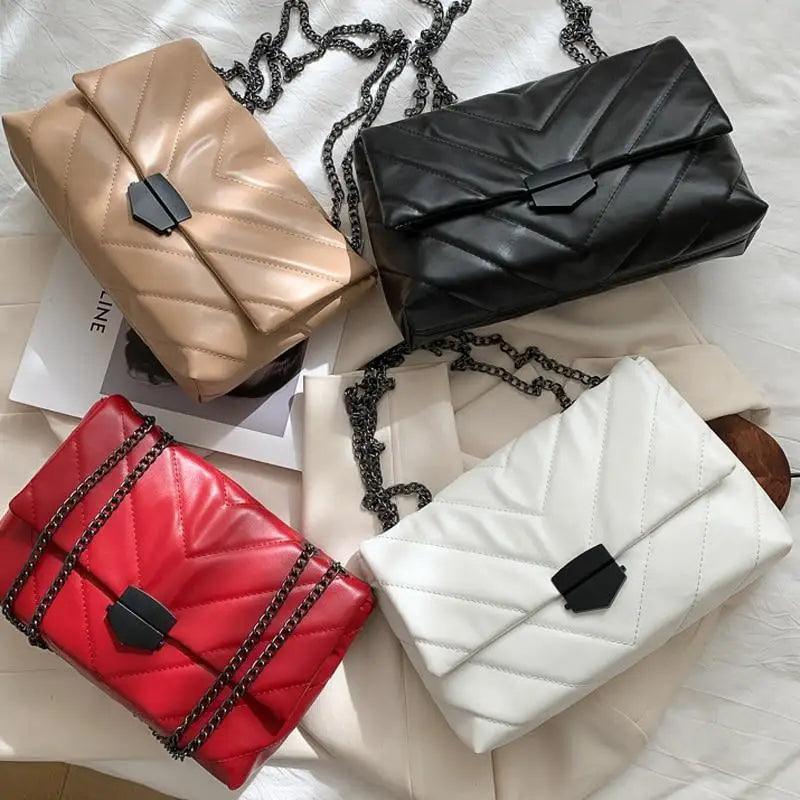 Women's Quilted Crossbody Bag, Elegant PU Leather Shoulder Handbag