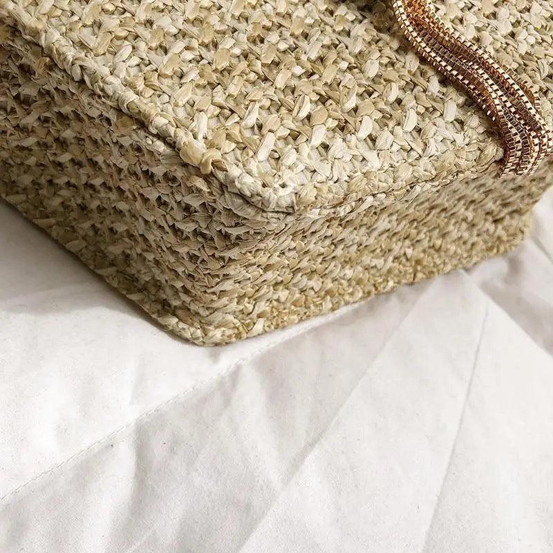Woven Straw Circle Shoulder Bag Bohemian Summer Beach Handbag