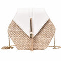 Woven Straw Circle Shoulder Bag Bohemian Summer Beach Handbag